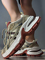 Кросівки жіночі Navigator 4001-2 з сіткою та екошкірою висока підошва бежево-червоні, 37, 23 см