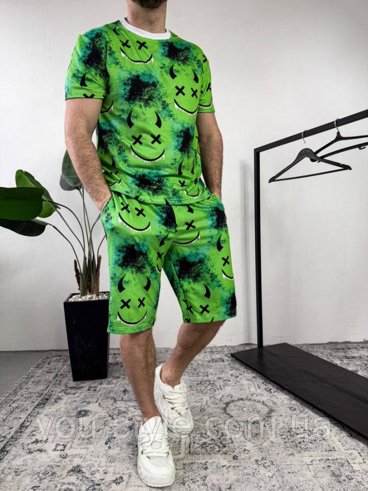 Зелений чоловічий зручний літній костюм-двійка | 42-5/661