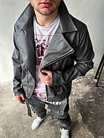 Шкіряна куртка (косуха) - чорна - 51-003