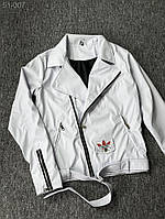 Шкіряна куртка (косуха) - біла - 51-007