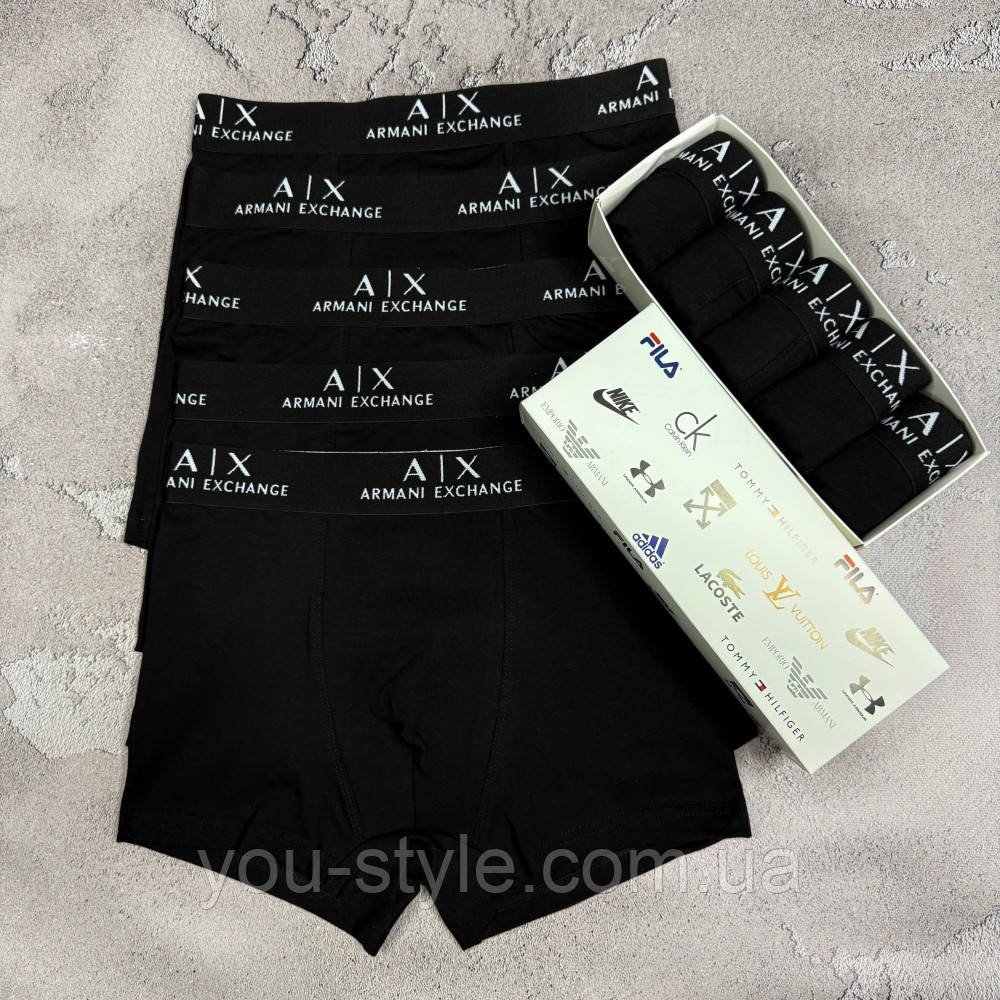 Чоловічий набір трусів 5 шт Armani / Exchange колір чорний
