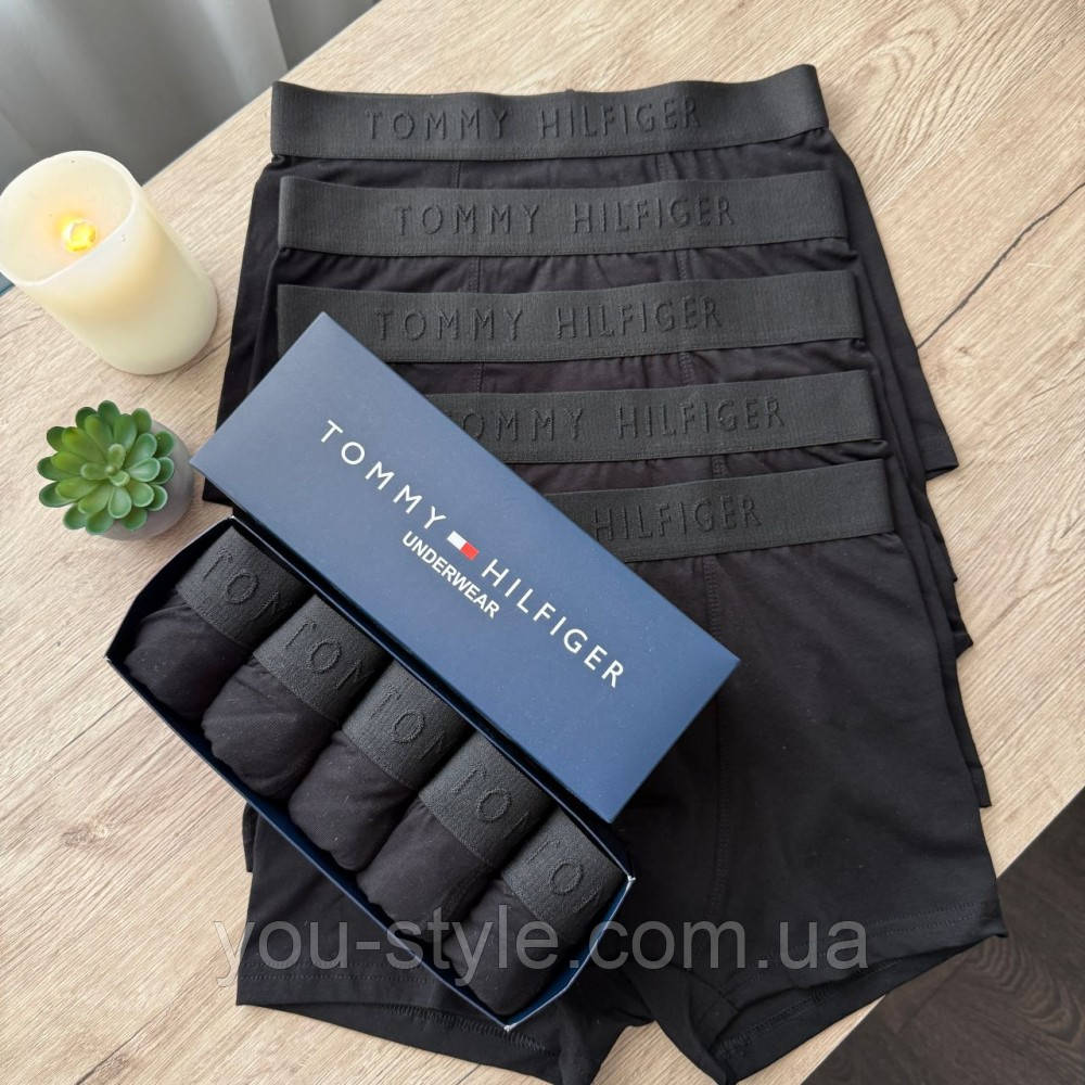 Чоловічий  набір трусів 5 шт Tommy Hilfiger колір чорний