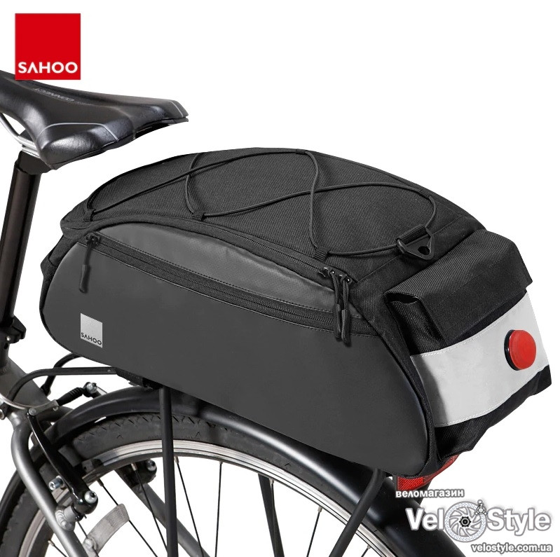 Сумка на багажник Sahoo 142093 з мигалкою чорна, фото 1