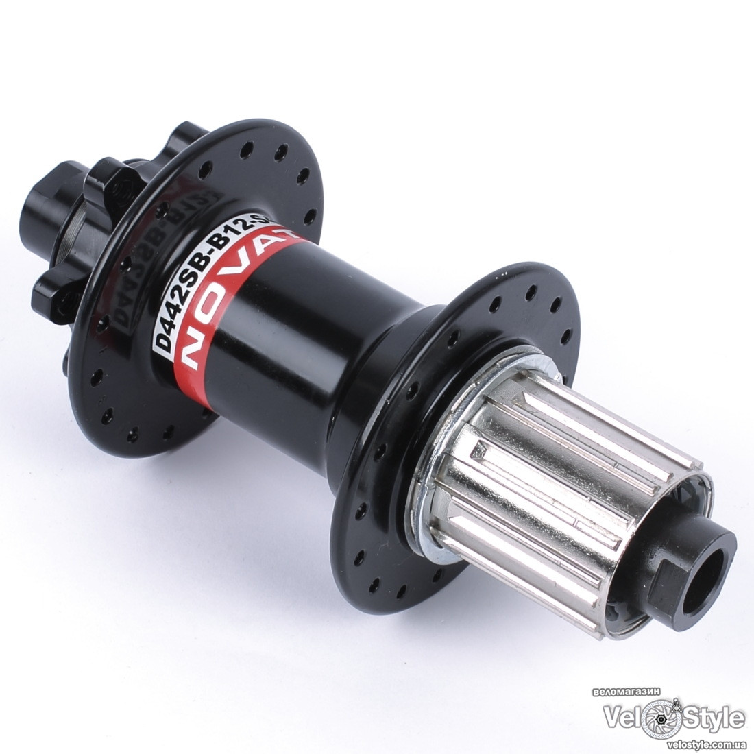 Втулка задня Novatec D442SB D442SB B12 S4S 11S 32H, 12x148 BOOST, 4 пром. підшипника, чорна, фото 1