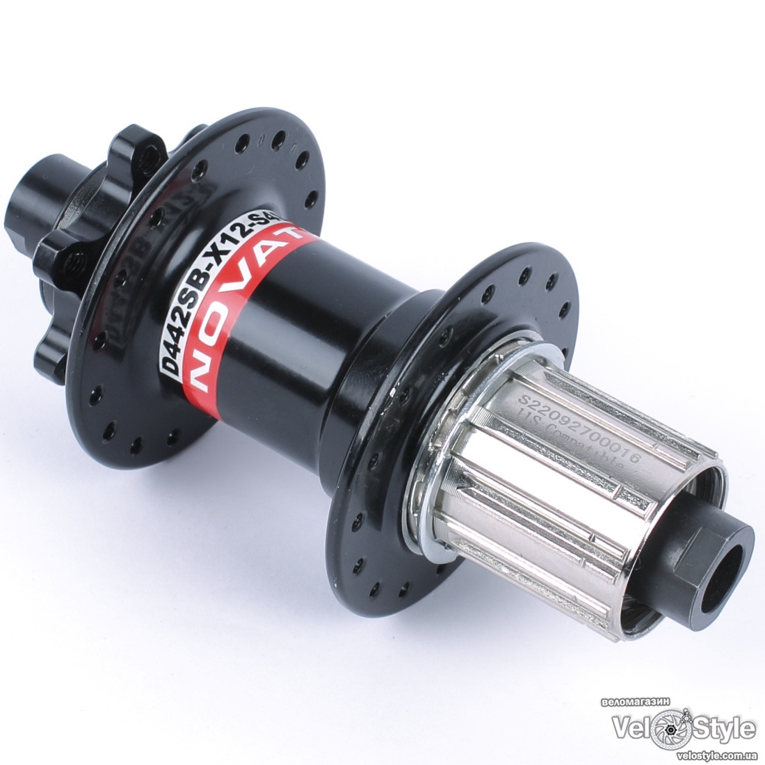 Втулка задня Novatec D442SB X12 S4S 11S, 12x142, 32H, 4 пром. підшипника, чорна, фото 1