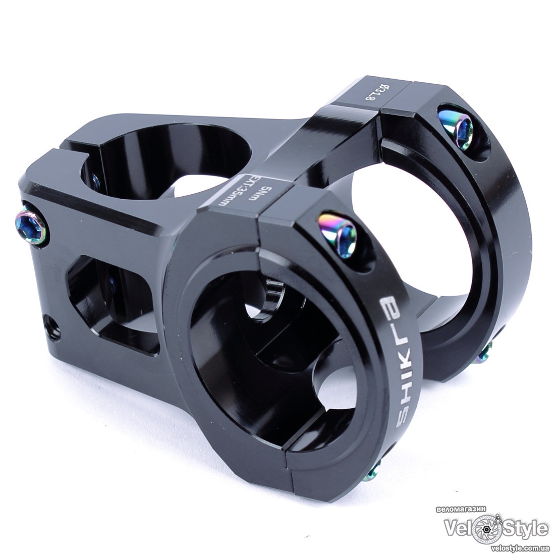 Вінос керма Shikra алюм. для керма 31,8 мм, L 35 мм, XD 48 мм фрезерований чорний, фото 1