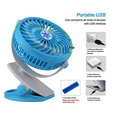 Акумуляторний настільний вентилятор Moltis Mini Fan WX 6503 на прищіпці 1000mAh Вітродуйка 5Вт 4 Блакитний, фото 3