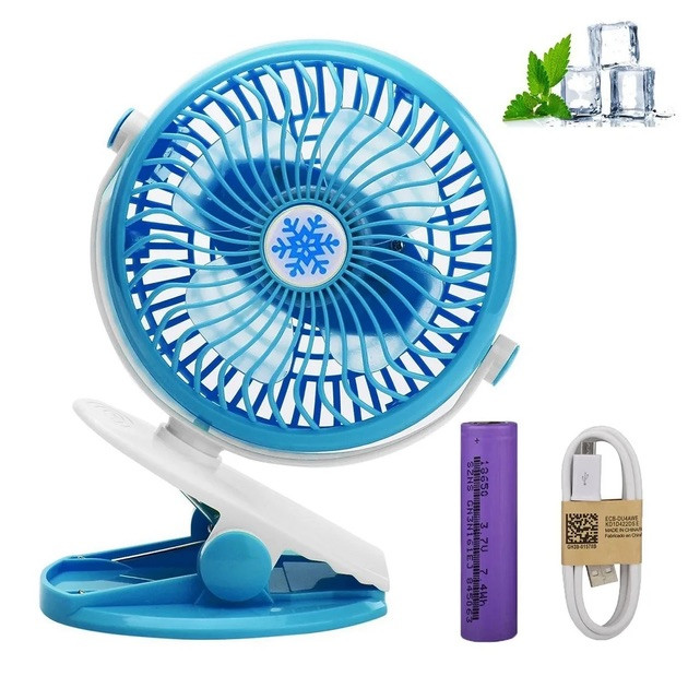 Акумуляторний настільний вентилятор Moltis Mini Fan WX 6503 на прищіпці 1000mAh Вітродуйка 5Вт 4 Блакитний
