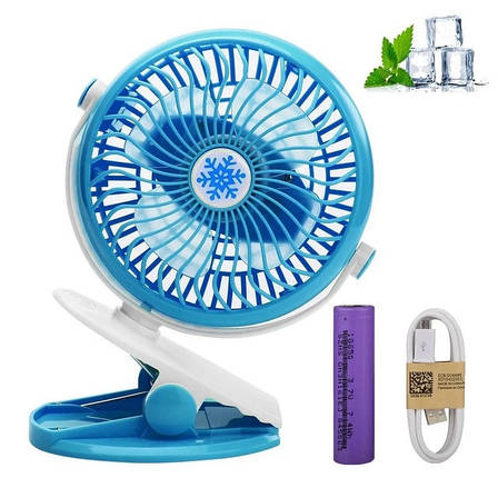 Акумуляторний настільний вентилятор Moltis Mini Fan WX 6503 на прищіпці 1000mAh Вітродуйка 5Вт 4 Блакитний, фото 1