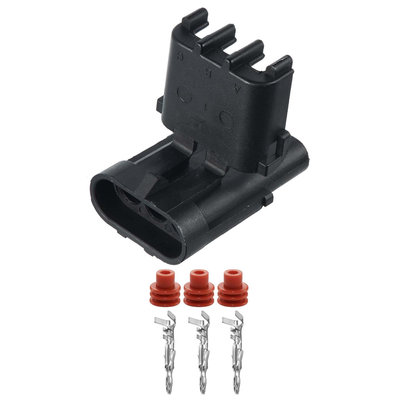 Електричний з'єднувач, 3-контактний Чорний, Пластик, фото 1