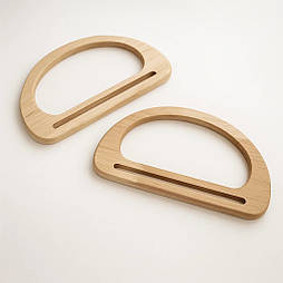 Дерев'яні ручки для сумки 15х8.4см натуральний, пара, фурнітура для сумок макраме