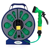 Шланг для поливання 15 м із котушкою і розпилювачем, 079/Шланг садовий/Шланг поливальний для саду