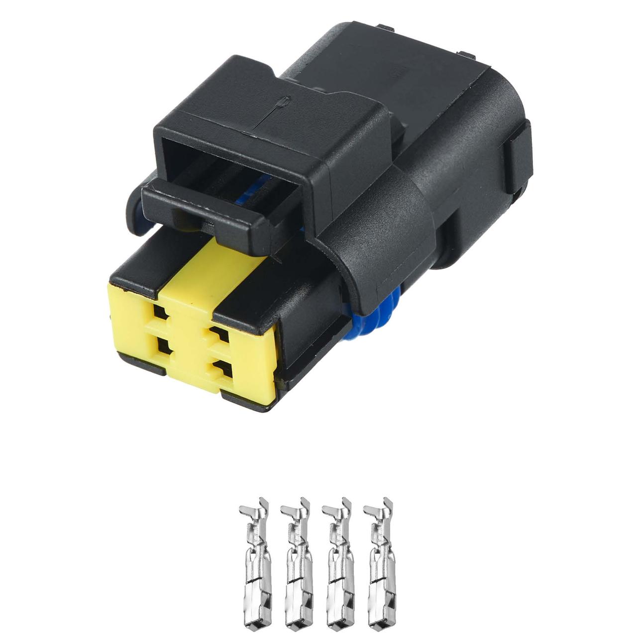 Електричний з'єднувач, 4-контактний, Дат. Температури Дат. Рівня Олії, Чорний, Пластик, фото 1