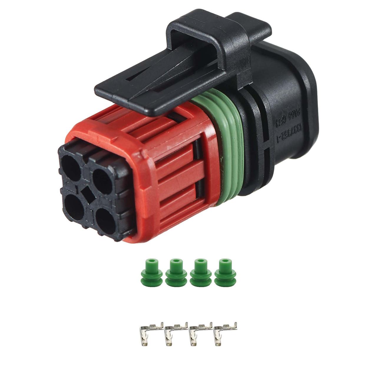 Електричний з'єднувач, 4-контактний, Дат. Абсолютного тиску, Дат. Киснева, Чорний, Пластик,, фото 1