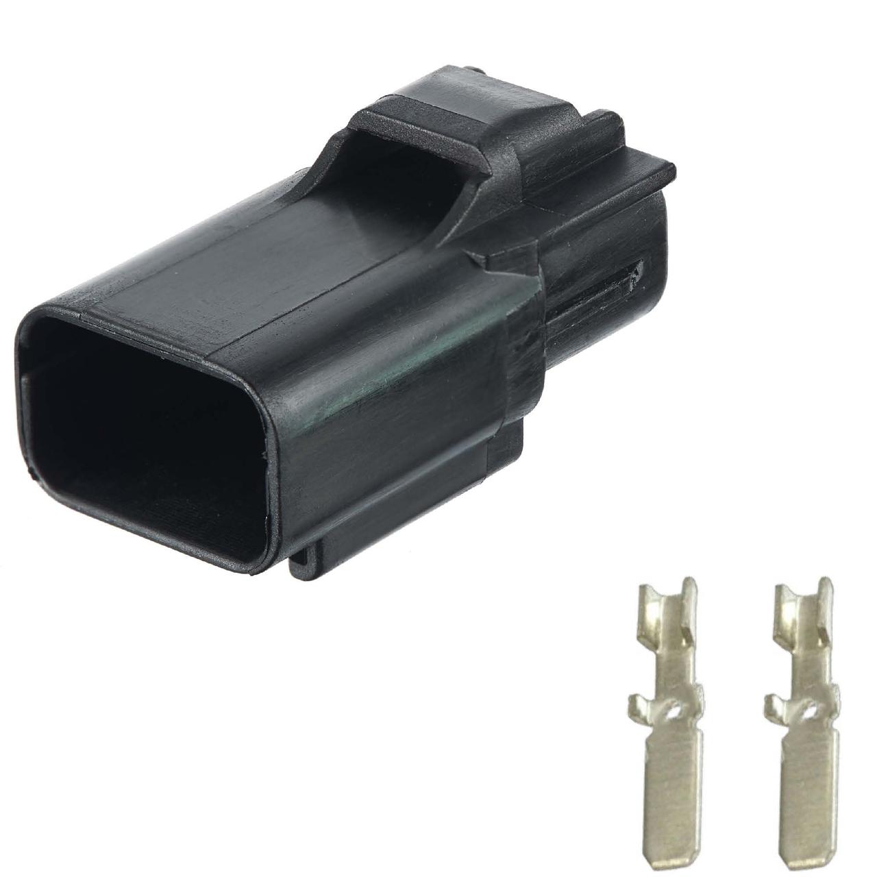 Електричний з'єднувач, 2-контактний, Вентил. Охолодження Радіатора, Чорний, Пластик,, фото 1