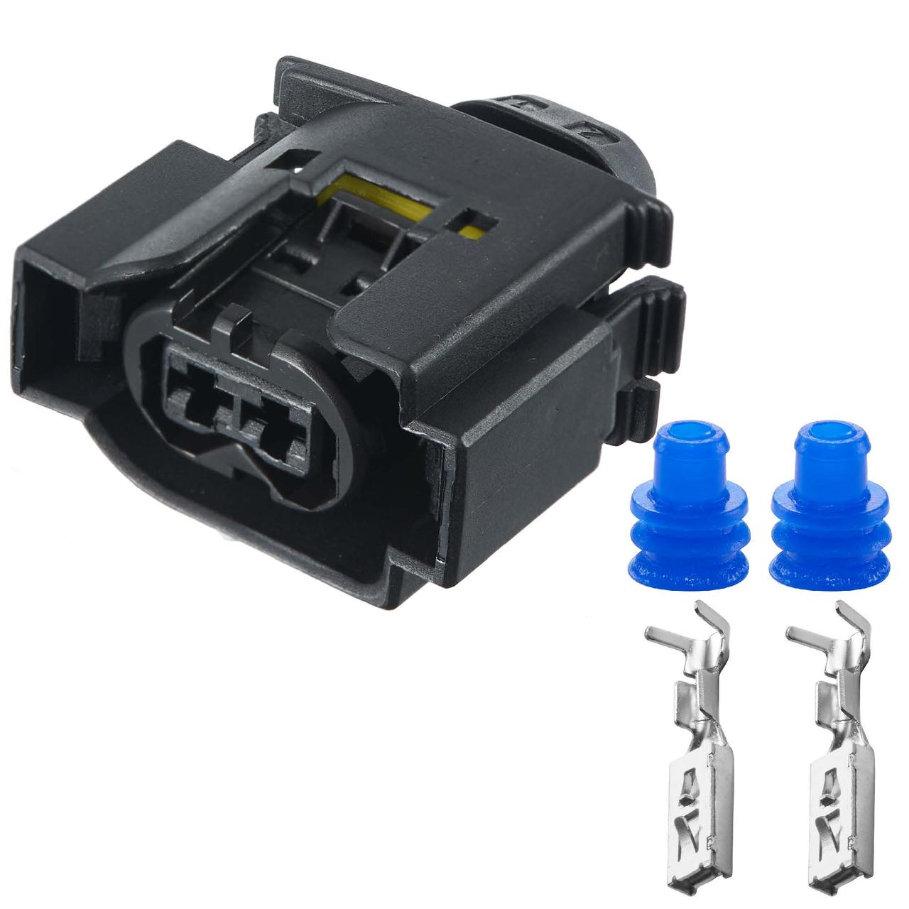 Електричний з'єднувач, 2-контактний, Дат. Колінвала, Чорний, Пластик, фото 1