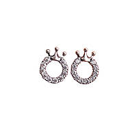 Срібні сережки-пусети з камінням Корона, срібло 925 проби