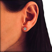 Срібні сережки-пусети Корона з камінням, срібло 925 проби