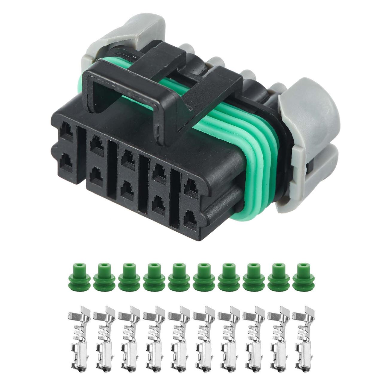 Електричний з'єднувач, 10-контактний Чорний, Пластик, фото 1