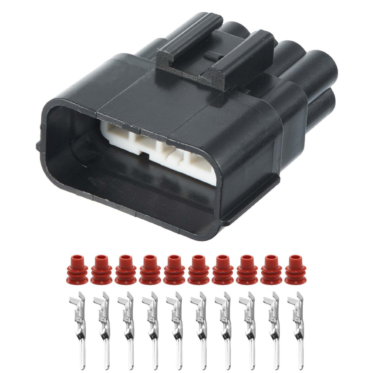 Електричний з'єднувач, 10-контактний Чорний, Пластик, фото 1