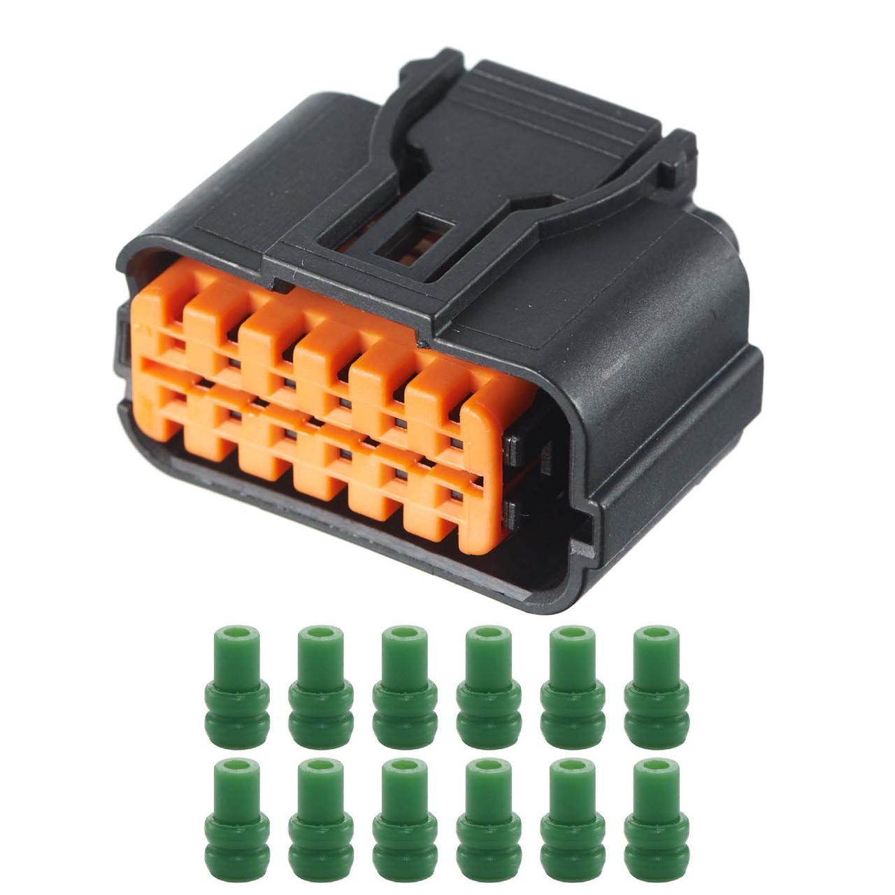 Електричний з'єднувач, 12-контактний Чорний, Пластик, фото 1