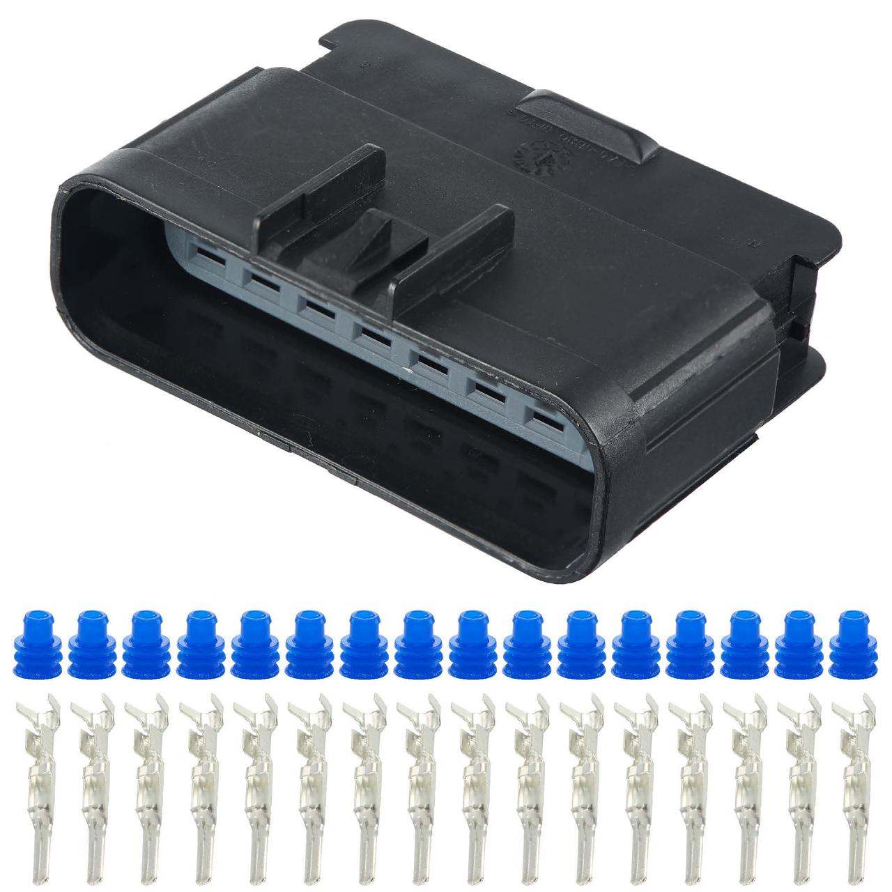 Електричний з'єднувач, 16-контактний Чорний, Пластик, фото 1