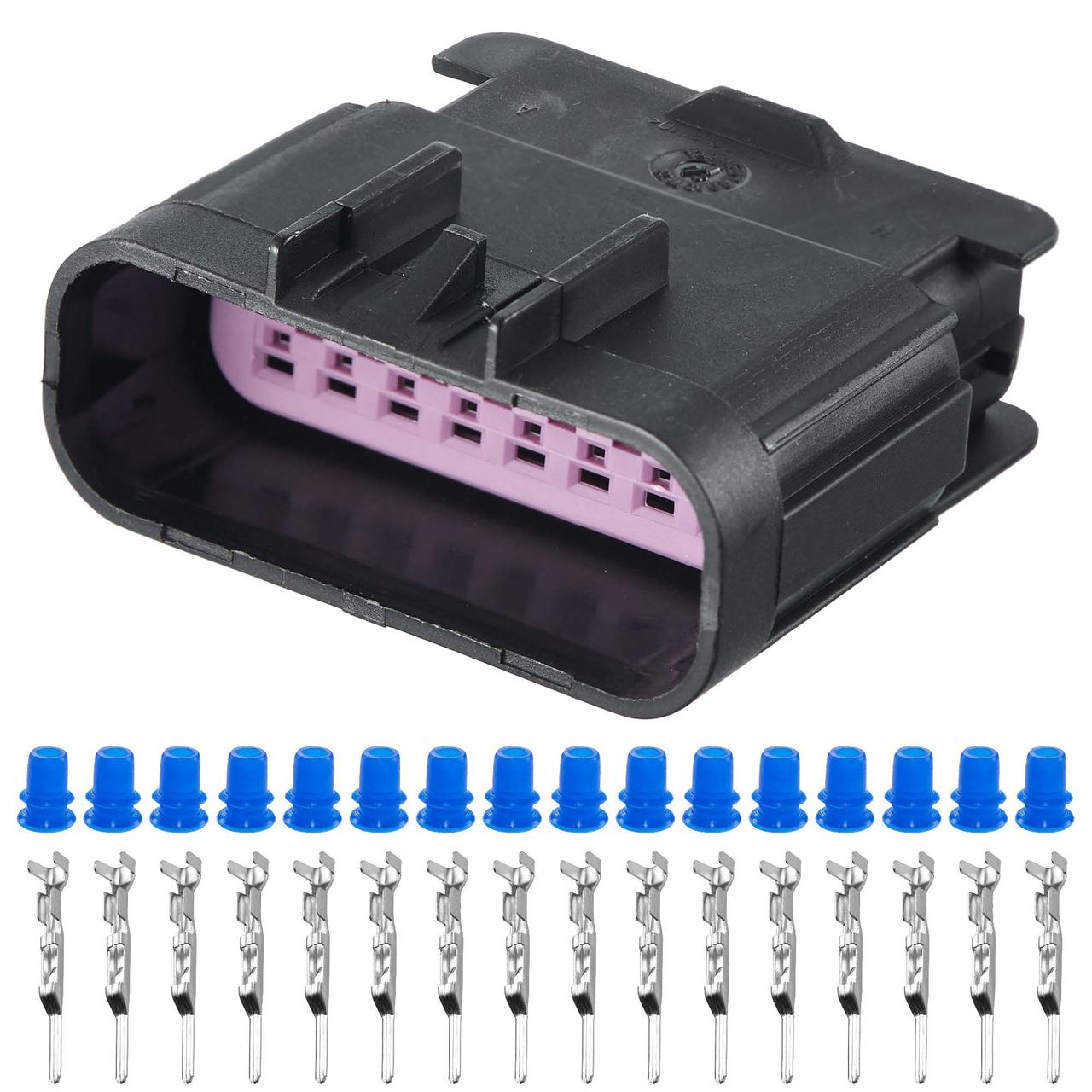 Електричний з'єднувач, 16-контактний Чорний, Пластик, фото 1