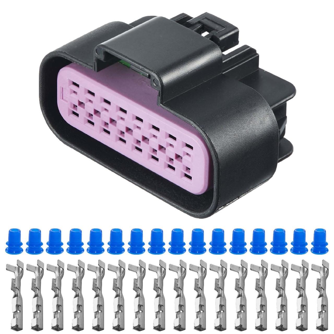 Електричний з'єднувач, 16-контактний Чорний, Пластик, фото 1