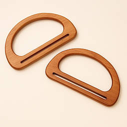 Дерев'яні ручки для сумки 15х8.4см охра, пара, фурнітура для сумок макраме