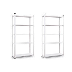 Комплект з 2-х Стелажів Елегант-1 1840х1900х340 білий Жовтогарячий 50 кг/полицю 10 полиць металевий
