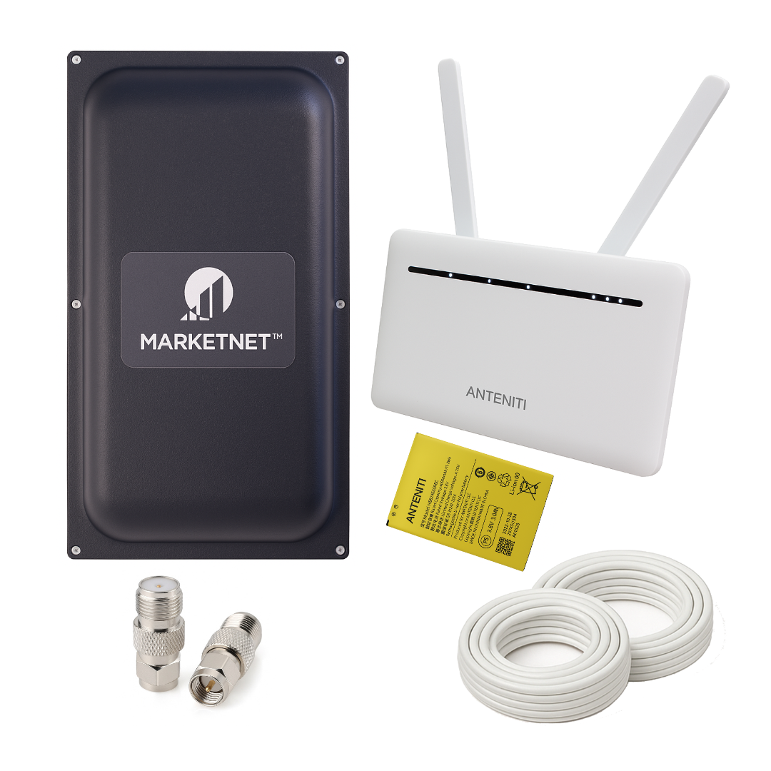 4G комплект роутер ANTENITI B535 з акумулятором + антена MarketNet Maxi MIMO 22 дБ всі частоти
