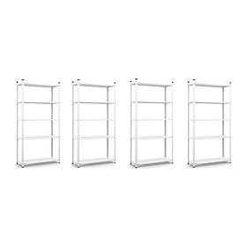 Комплект з 4-х Стелажів Елегант-1 1840х3800х340 білий Жовтогарячий 50 кг/полицю 20 полиць металевий