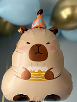 Фольгована куля  фигура Капібара з тортиком 57×48 см