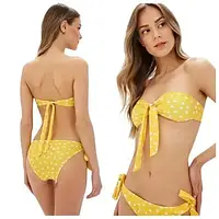 Жовтий жіночий роздільний купальник на зав'язках
