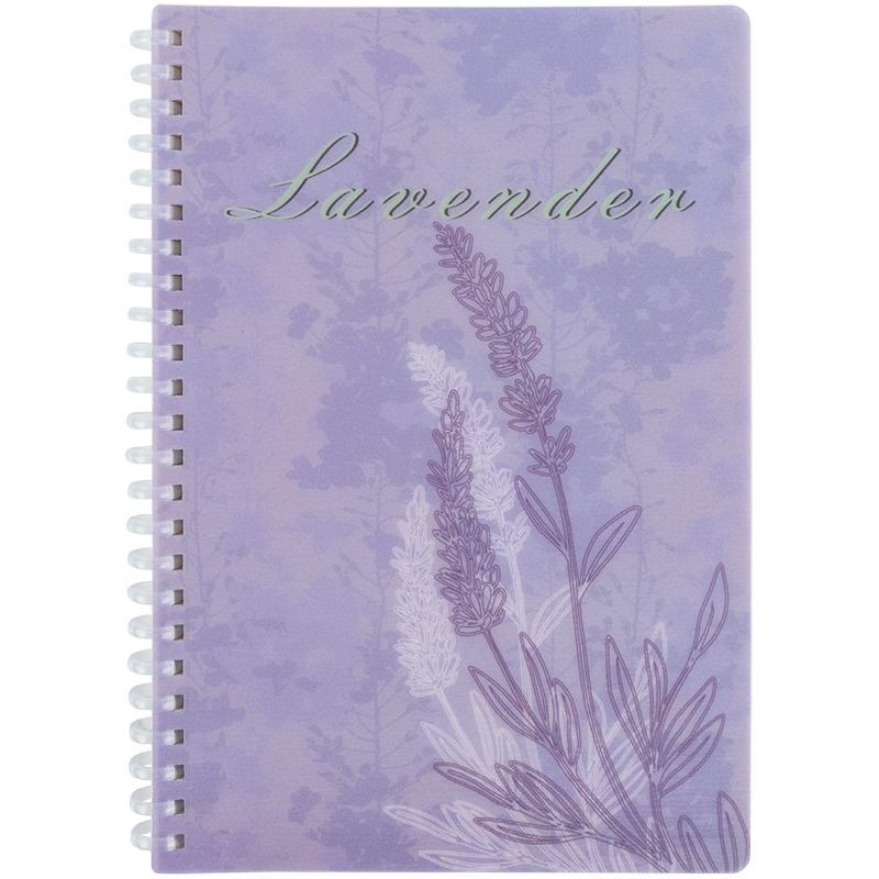 Блокнот А5 80 арк спіраль бік клітинка пластик обкл Lavender 3, фото 1