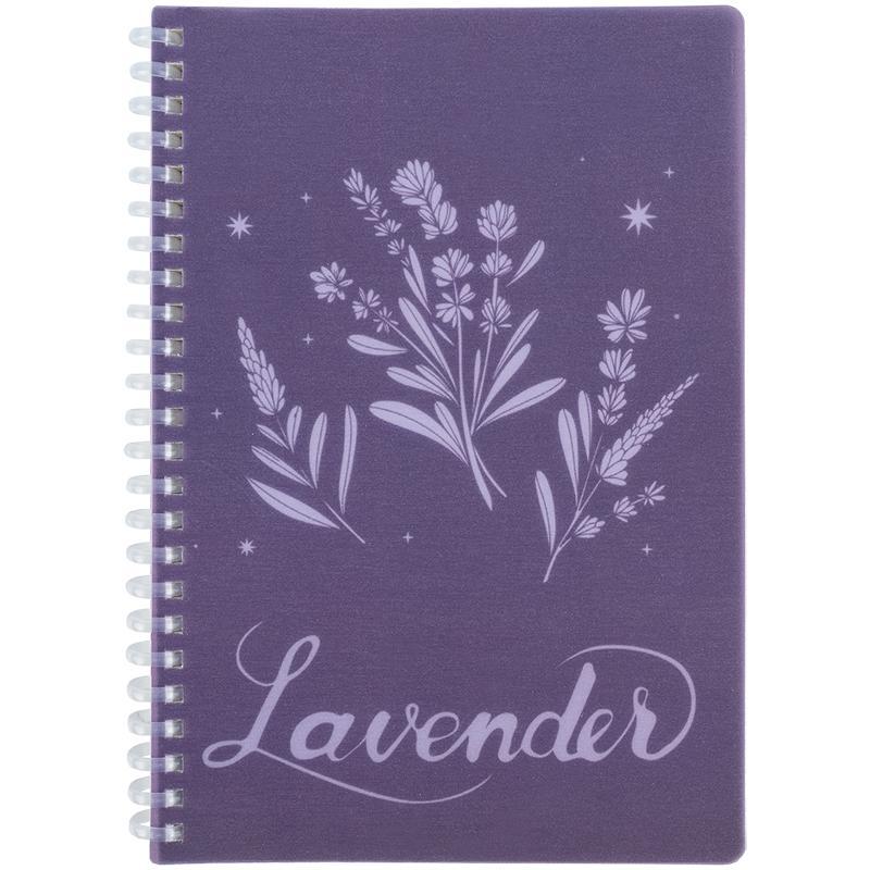 Блокнот А5 80 арк спіраль бік клітинка пластик обкл Lavender 4, фото 1