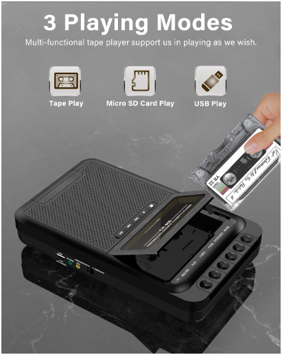 Конвертер касетних плеєрів Gracioso, портативний касетний плеєр у MP3 через USB-диск/SD-карту або ПК, запис на касети/USB/SD-карту, фото 1