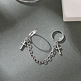 Набір кілець хрестини 2 шт. з'єднані ланцюжком регульовані перстні з хрестом, фото 4