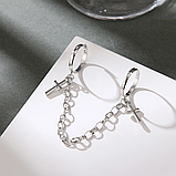 Набір кілець хрестини 2 шт. з'єднані ланцюжком регульовані перстні з хрестом, фото 5