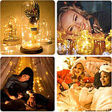 Talifoca 15 шт. світлодіодних гірлянд, 2 м, 20 світлодіодних гірлянд, що працюють від батарейок, теплі білі гірлянд, фото 3