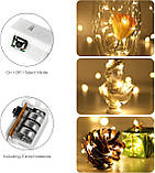 Talifoca 15 шт. світлодіодних гірлянд, 2 м, 20 світлодіодних гірлянд, що працюють від батарейок, теплі білі гірлянд, фото 4