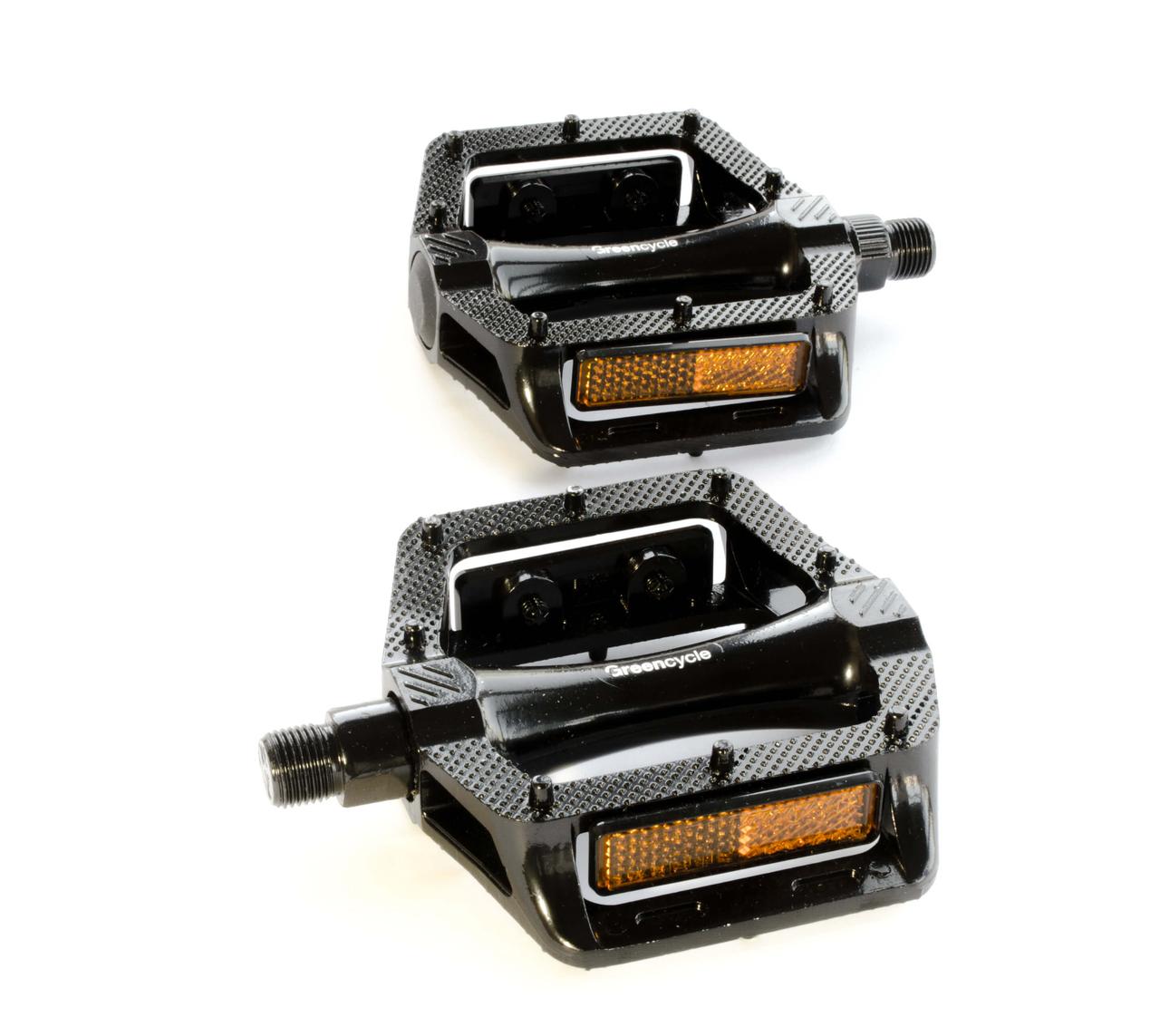 Педалі Green Cycle GPD-M304, алюмінієві, кулькові підшипники, вісь 9/16" бористиста сталь (розмір 108х105х26)