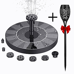 16 см Фонтан-насос + 6 насадок + Подарунок Садовий ліхтар 52см / Сонячний плаваючий фонтан