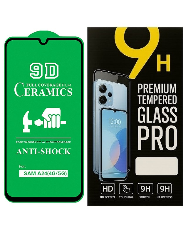 Протиударна захисна плівка Ceramics 9D для Samsung Galaxy A15 / A15 5G / A24 / A25 / M15 5G / M34 5G з чорною рамкою, глянцева