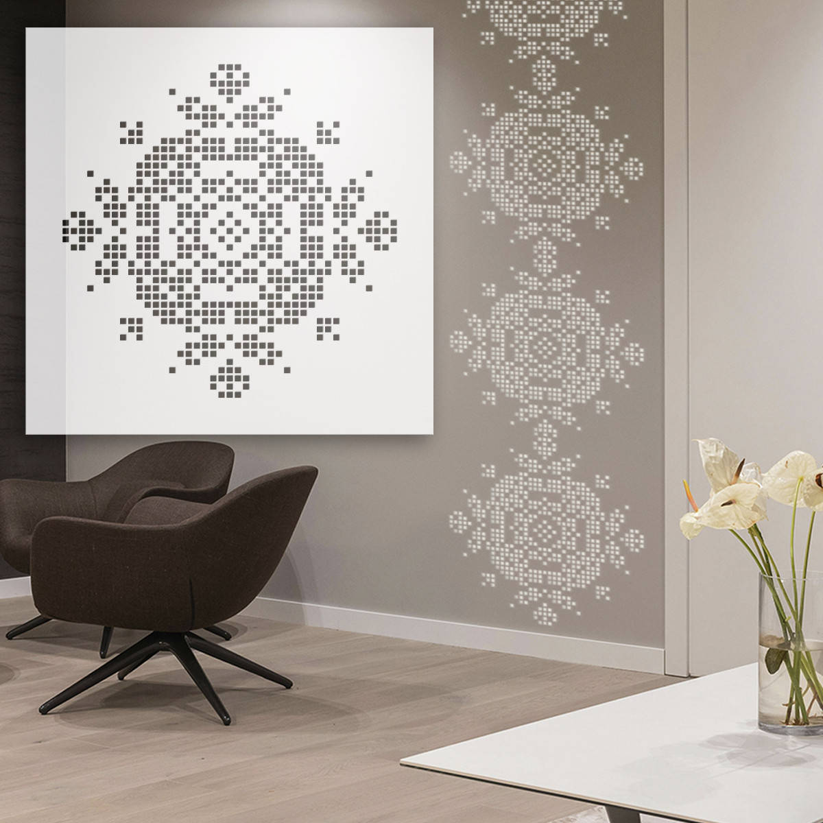 Трафарет для декоративної штукатурки, фарбування Вишиванка ромб, товщина 3 мм (500х500), фото 1