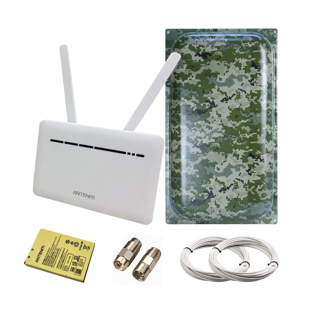 4G комплект з акумулятором Anteniti B535 + антена Мілітарі Maxi 22 дБ (900–2700 МГц)