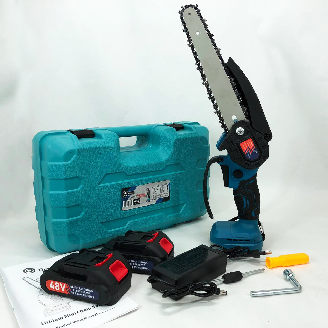 АКБ пила для обрізки саду Domotec 8"(20см) 48 В, Акумуляторні ланцюгові пилки, обрізки гілок RV-71, фото 1