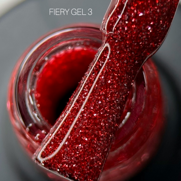 Світловідбиваючий гель лак червоний SAGA Fiery 03, 9 мл блискучий гель лак, фото 1