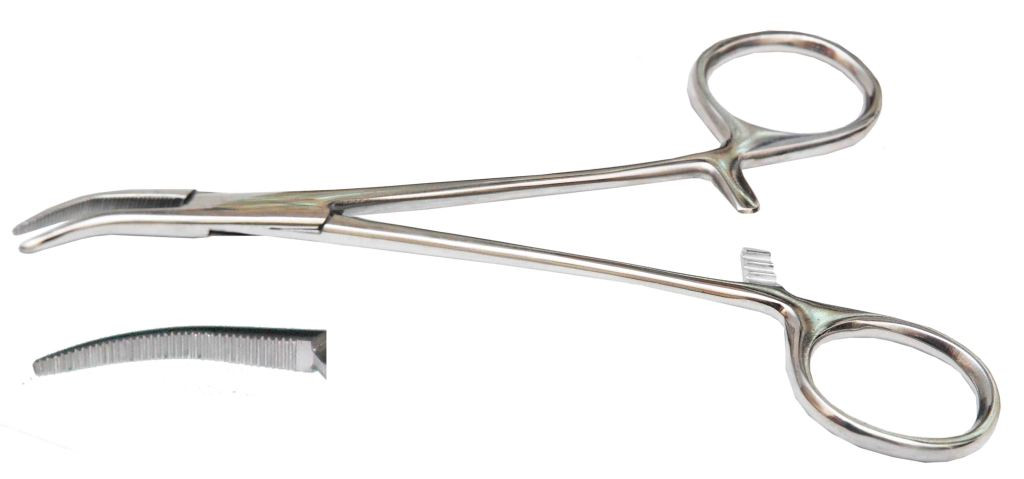 Затискач Москіт, вигнутий по ребру, 160 мм., фото 1