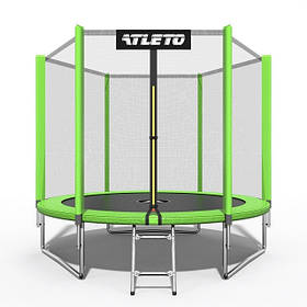 Батут дитячий з сіткою та драбинкою 252 см Atleto зелений